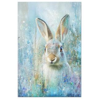 Decoupage Whimsical Digital Rabbit Portrait Tissue Paper