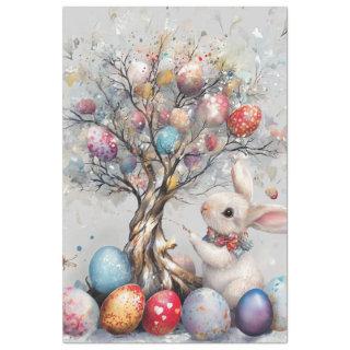 Decoupage Whimsical Easter Bunny Egg Tree Tissue Paper