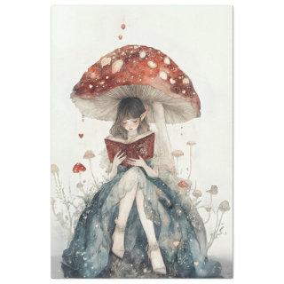 Decoupage Whimsical Fairy Mushroom and Hearts Tissue Paper