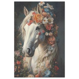 Decoupage Whimsical Flower Adorned Winning Horse  Tissue Paper
