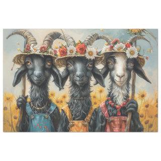 Decoupage Whimsical Goat Farming Sisters Tissue Paper