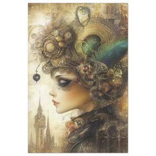 Decoupage Whimsical Lady Ornate Steampunk Baroque Tissue Paper