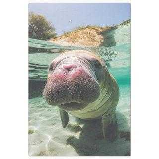 Decoupage Whimsical Ocean Noisy Manatee  Tissue Paper