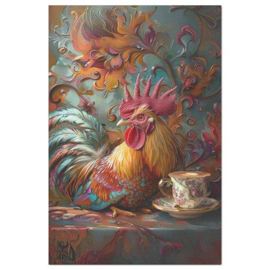 Decoupage Whimsical Ornate Chicken Coffee Break 2 Tissue Paper