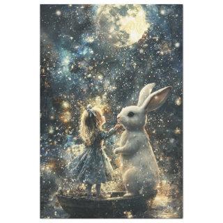 Decoupage Whimsical Scene Alice & Rabbit  Tissue Paper