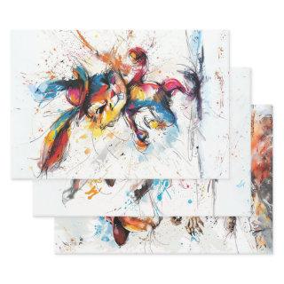 Decoupage Whimsical Splash Painted Rabbit Squirrel  Sheets
