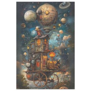 Decoupage Whimsical  Steampunk Hot Air Balloon  Tissue Paper