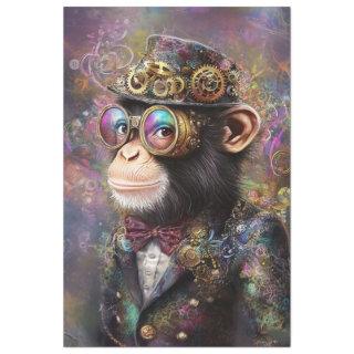 Decoupage Whimsical Steampunk Vibrant Monkey  Tissue Paper