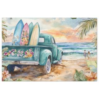 Decoupage Whimsical Truck Surfboard Beach Setting  Tissue Paper