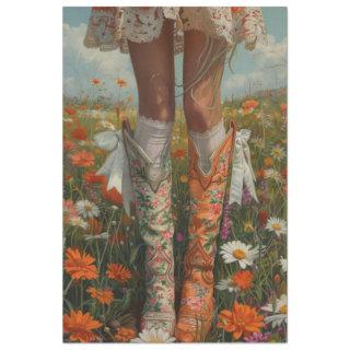 Decoupage Whimsical Unmatched Cowboy Boot for Lily Tissue Paper