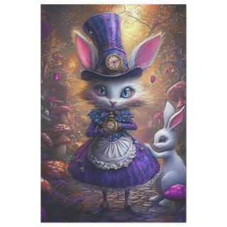 Decoupage Whimsical Victorian Rabbit Gold & Purple Tissue Paper
