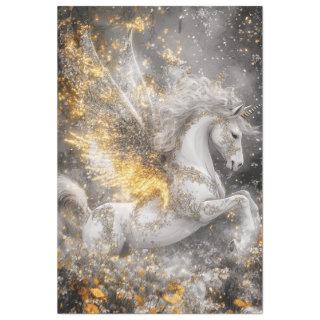 Decoupage Whimsical White Unicorn Golden Patterns  Tissue Paper