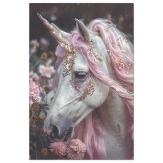 Decoupage Whimsical White Unicorn Pink Mane Tissue Paper