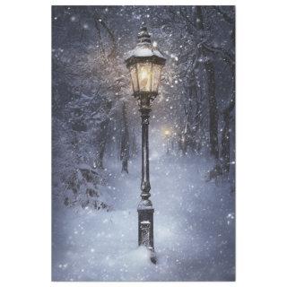 Decoupage Whimsical Winter Scene Street Lamp Tissue Paper
