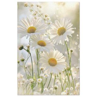 Decoupage White Daisies Natural Setting  Tissue Paper