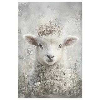 Decoupage White Lamb Easter Sunday Ornate Crown Tissue Paper