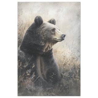 Decoupage Wildlife Bear Natural Setting in Field Tissue Paper