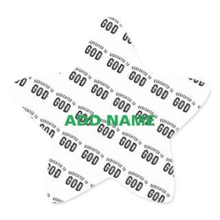 DEDICATED TO GOD COOL CUSTOMIZABLE BLACK TEXT STAR STICKER