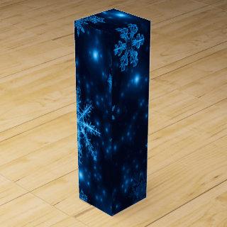 Deep Blue & Bright Snowflakes Wine Gift Box
