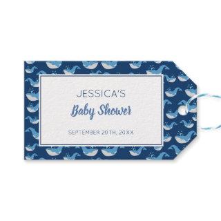 Deep Blue Ocean Whale Baby Boy Baby Shower Gift Tags