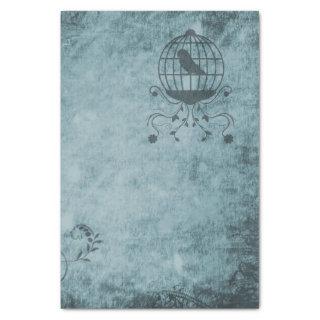 Deep Blue Steampunk Bird Cage Distressed Tissue Paper