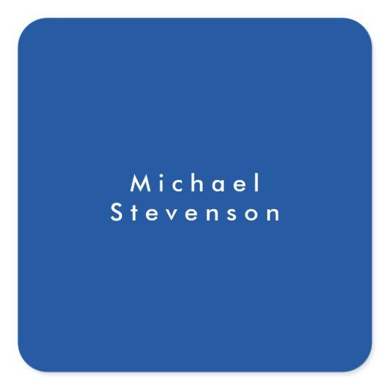 Deep Blue Trendy Modern Professional Square Sticker