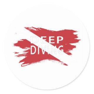 Deep Diving, Diver Down Flag, Scuba flag Classic Round Sticker