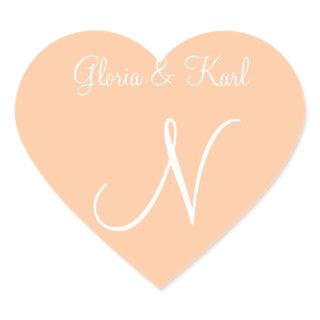 Deep Peach Your Own Letters Invitation Heart Sticker