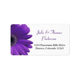 Deep Purple Gerbera Daisy Wedding Address Labels