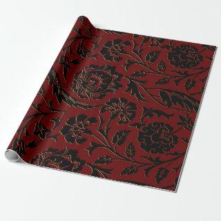 Deep Red and Black Floral
