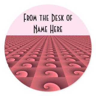 Deep Rose Coloured Swirl Pattern Classic Round Sticker