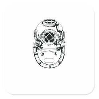 deep-sea diving helmet square sticker