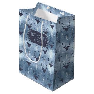 Deer Antlers Arrows Christmas Pattern Blue ID861 Medium Gift Bag