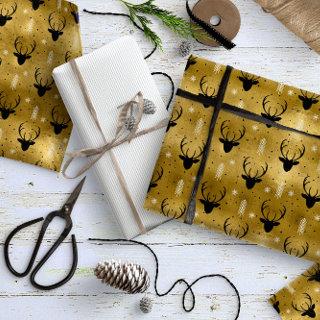 Deer Antlers Arrows Christmas Pattern Gold ID861