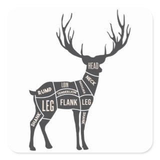 Deer Butcher Square Sticker