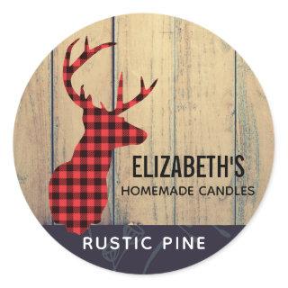 Deer Head with Antlers  Candle / Soap Classic Round Sticker