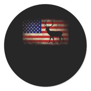 Deer Hunting American Flag USA Proud Hunter Classic Round Sticker