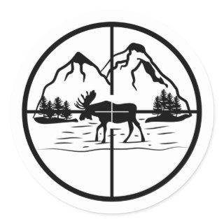 Deer Hunting rifle scope design mountain scene Classic Round Sticker