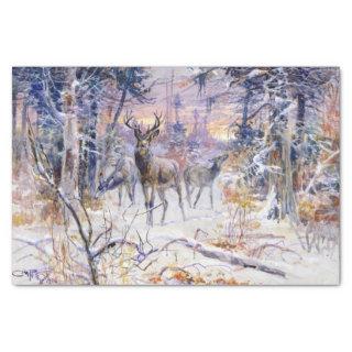 Deer in a Snowy Forest (Winter Season) Tissue Paper