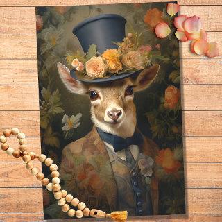 Deer in Suit, Hat with Flowers 2 Decoupage Paper
