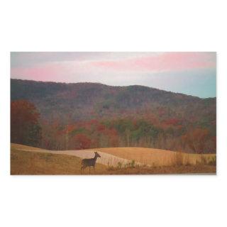 Deer on sunset golf course rectangular sticker
