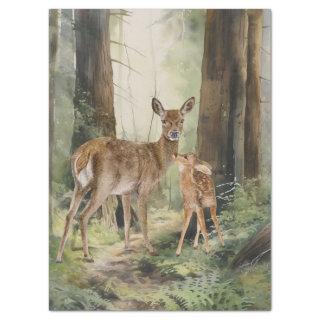 Deer Redwood Forest Watercolor Tissue Paper