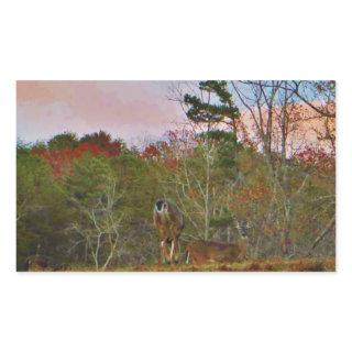 Deer with a Pink blue sky Rectangular Sticker