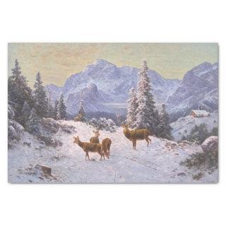 Deer with herd in winter, Decoupage  Tissue Paper