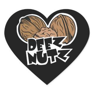 Deez Nutz Funny Illustration Heart Sticker