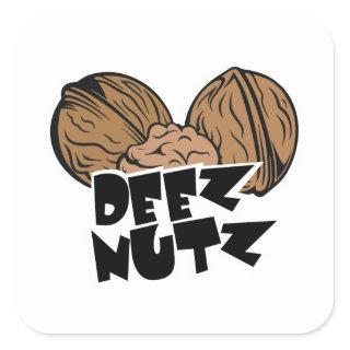 Deez Nutz Funny Illustration Square Sticker