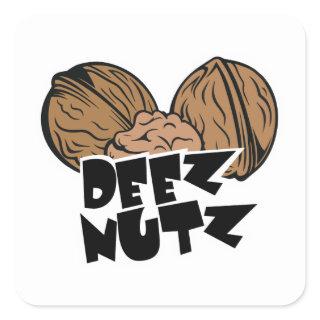 Deez Nutz Funny Illustration Square Sticker