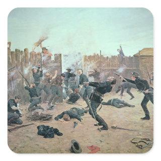 Defending the Fort: Indians attack a U.S. Cavalry Square Sticker