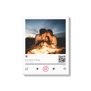 Delicate Couple Customized QR Code Any Song Photo Canvas Print