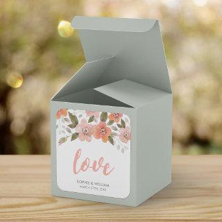 Delicate Floral Peach Wedding Love Square Sticker